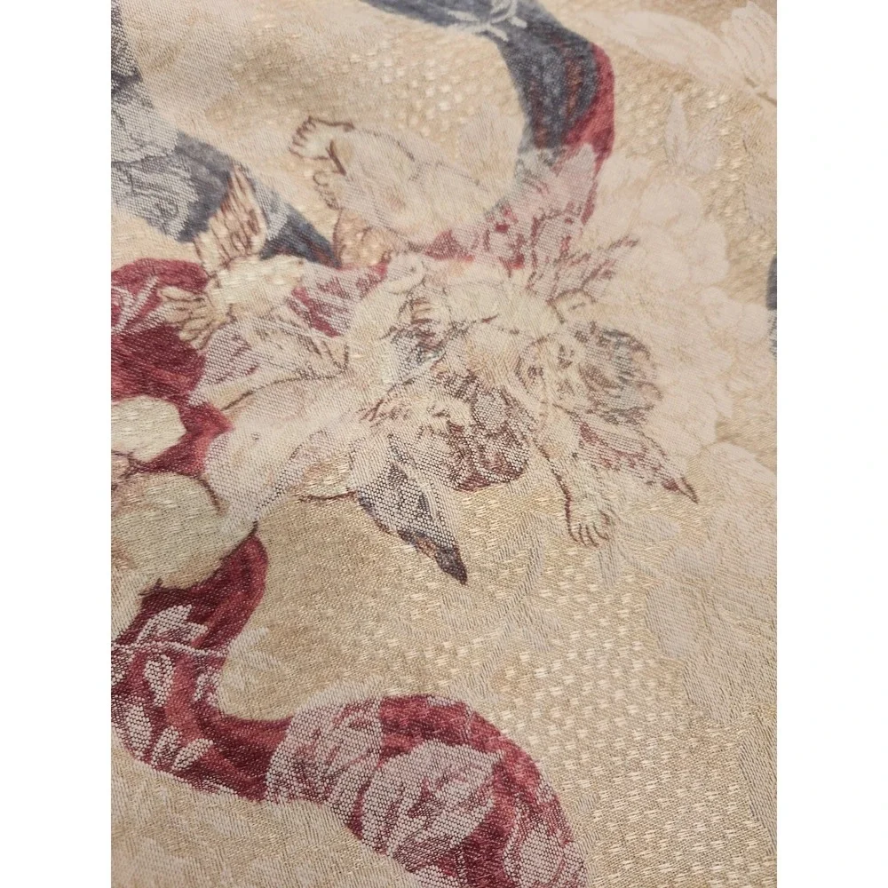 Vintage Cherub Angel Damask Large Round Tablecloth Romantic Decor 73 Inches Wide
